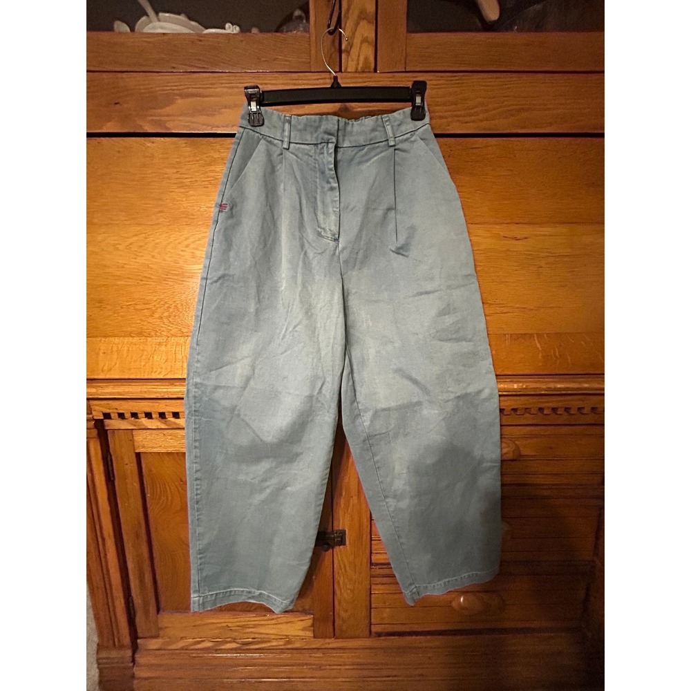 BDG Urban Outfitters Gwee High Waisted Pleated Barrel Leg Pants Lt Blue Grey S